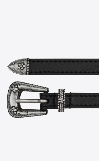 Western-style belt in smooth leather